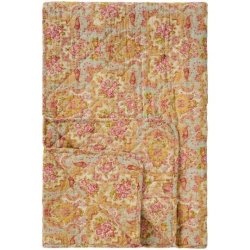 Quilt - St�vbl� med lyser�dt, r�dt, gr�nt og gult paisley - og blomsterm�nster
