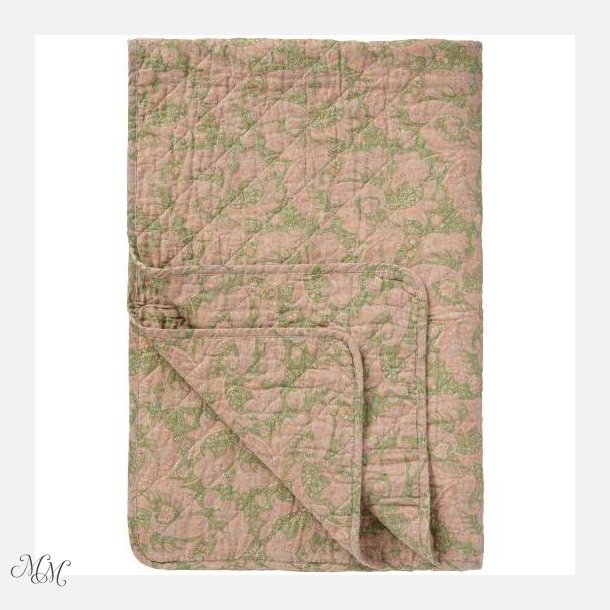 Quilt med gr�nt og rosa paisleym�nster