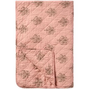 Quilt rosa med m�rkegr�t blokm�nster