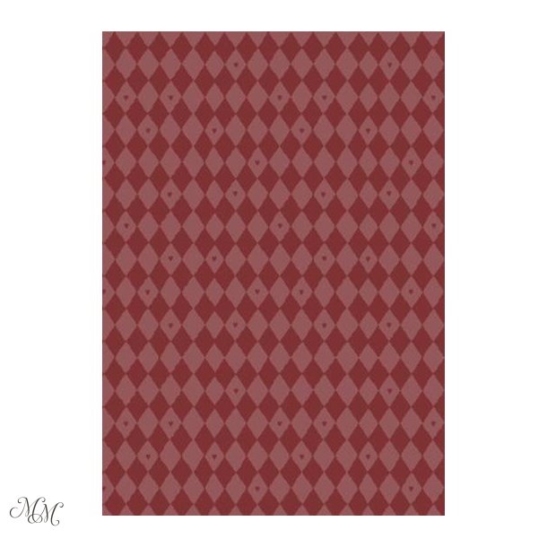 Papirrulle - Harlekin med hjerter - R�d/desert rose - 5 m
