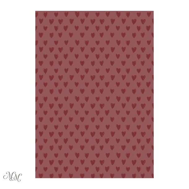 Papirrulle med r�de hjerter - Desert rose - 5 m