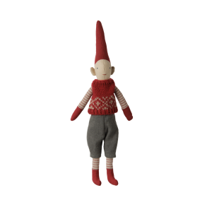 Maileg Pixy - Str. 1 - Dreng - R�d knitted vest