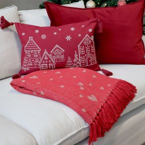 Aix Plaid af overskudsgarn med hjerter - Cherry