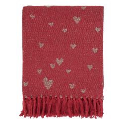 Aix Plaid af overskudsgarn med hjerter - Cherry