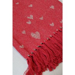 Aix Plaid af overskudsgarn med hjerter - Cherry