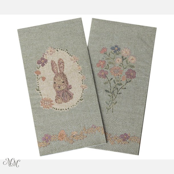Maileg - Serviet - Lapin de P&acirc;ques - Gr�n/Rosa - Motiv 2