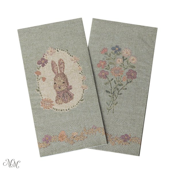 Maileg - Serviet - Lapin de P&acirc;ques - Gr�n/Rosa - Motiv 2