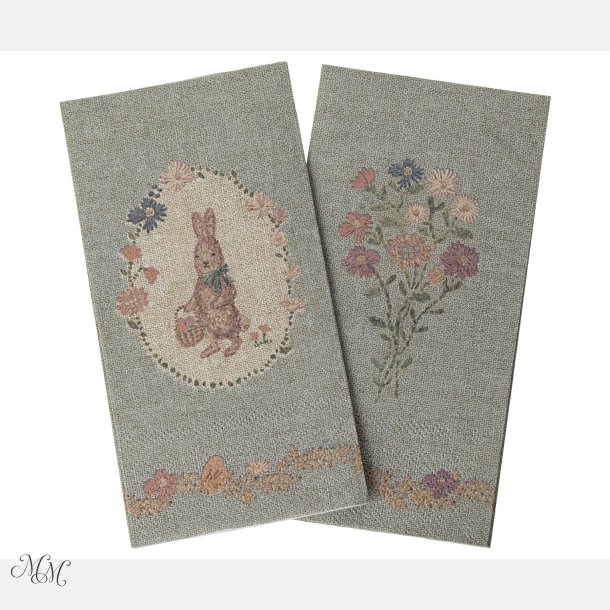 Maileg - Serviet - Lapin de P&acirc;ques - Gr�n/Rosa - Motiv 1