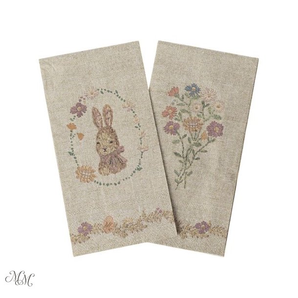 Maileg - Serviet - Lapin de P�ques - Sand/Rosa