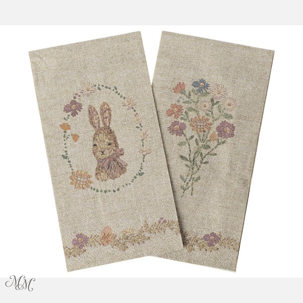 Maileg - Serviet - Lapin de P&acirc;ques - Sand/Rosa - Motiv 2