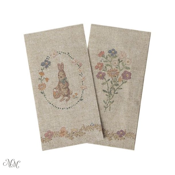 Maileg - Serviet - Lapin de P�ques - Sand/Rosa