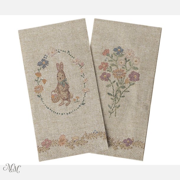 Maileg - Serviet - Lapin de P&acirc;ques - Sand/Rosa - Motiv 1