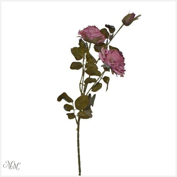 Kunstig blomst - 3 grene - 3 blomster - Gl. rosa
