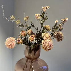 Kunstig blomst - 3 grene - 5 blomster - Rosa