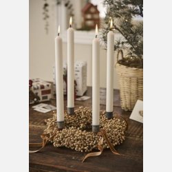 Adventlys - 1 - 4 �ske med 4 kronelys - Rustik pr�get tal - Hvid