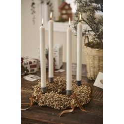 Adventlys - 1 - 4 �ske med 4 kronelys - Rustik pr�get tal - Hvid
