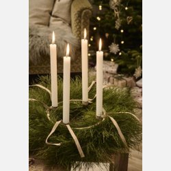 Adventlys - 1 - 4 �ske med 4 kronelys - Rustik pr�get tal - Hvid