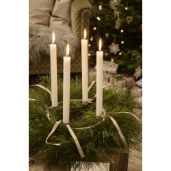 Adventlys - 1 - 4 �ske med 4 kronelys - Rustik pr�get tal - Hvid