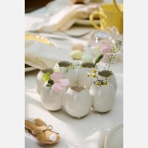 Vase til 7 blomster - �ggering - Hvid/creme