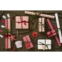 Papirrulle - Harlekin med hjerter - R�d/desert rose - 5 m