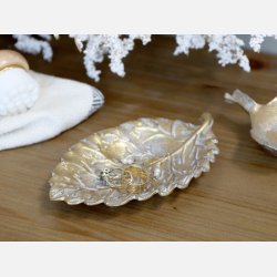 Fad med blad - Antique messing - Stor