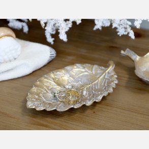 Fad med blad - Antique messing - Stor
