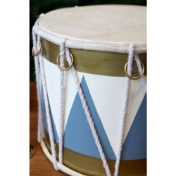 Vintage Tromme med l�der - H�ndlavet