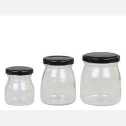 Opbevaringsglas med sort l�g s�t af 3